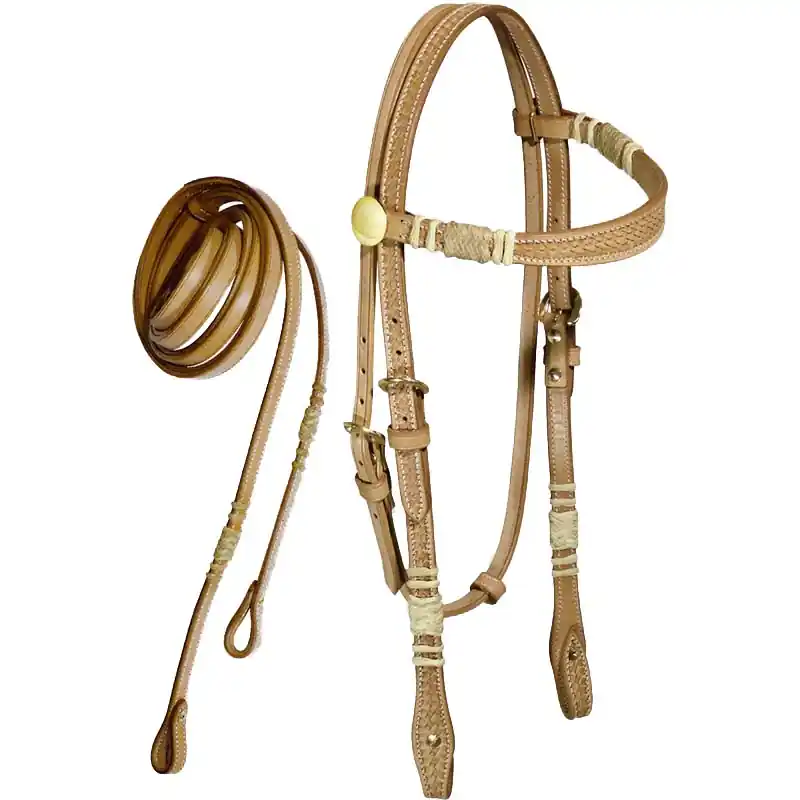 Zertifiziert WESTERN KANDARENZAUM AUS HOCHWERTIGEM LEDER, BASKETTTECHNIK, ROHLEDERVERZIERUNGEN