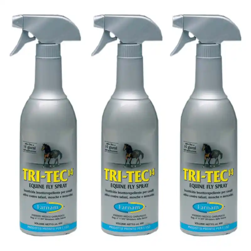 3 TEILIGES SET TRI-TEC ml 600 INSEKTENABWEISENDES SPRAY FÜR PFERDE Schneller Versand