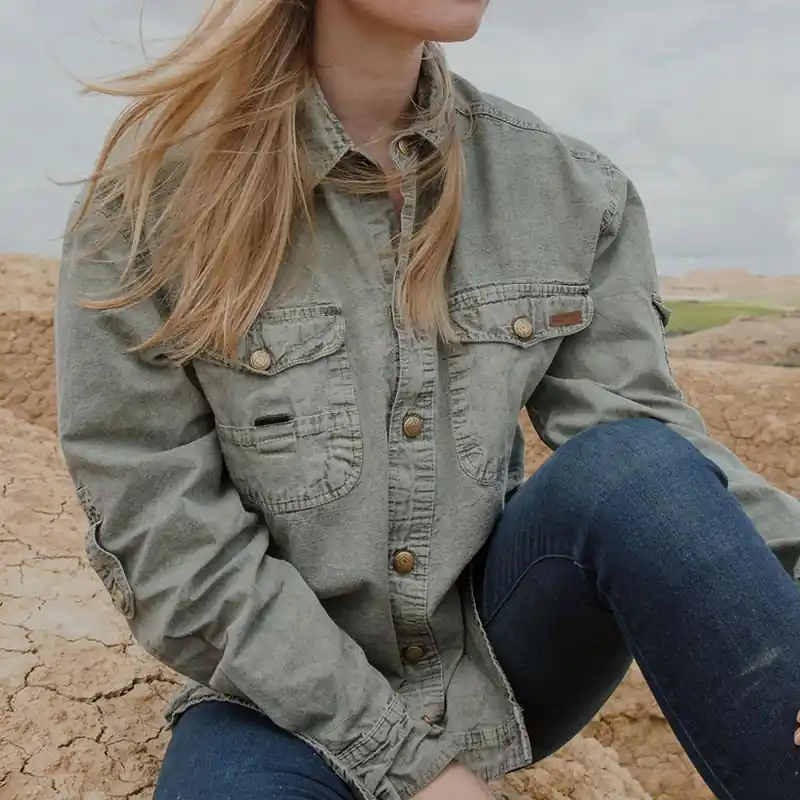 AUSTRALIAN SHIRT UNISEXSEGELTUCH LANGARM KHAKI Sichere Zahlung
