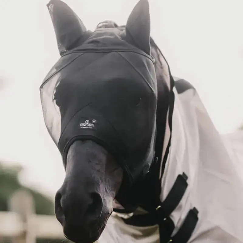 Wochenendangebot Masque anti-mouches Kentucky Horsewear Classic avec oreilles - black, Full