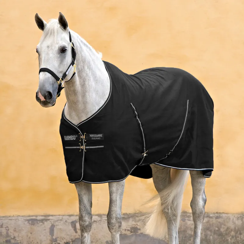 Begrenztes Angebot Horseware Rambo Stable Sheet - Navy/Thunderstorm Grey/Silver, 125