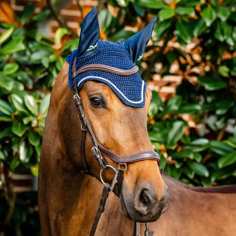 Ausverkauf Horseware Signature Ear Net - Hunter Green, Vollblut/Warmbut