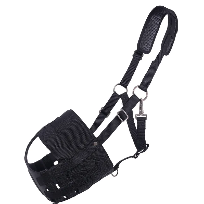 Begrenztes Angebot Muselière de pâturage QHP avec trous pour les naseaux - Schwarz, Shetty