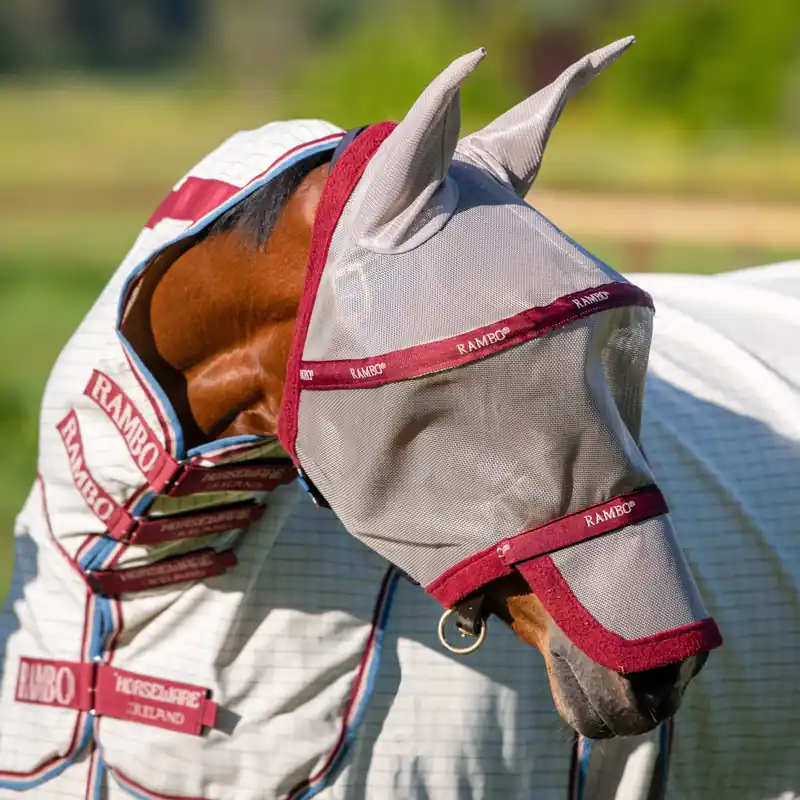 Wochenendangebot Horseware Rambo Fly Mask Plus non treated - Silver/Titanium Grey/Silver, Pony