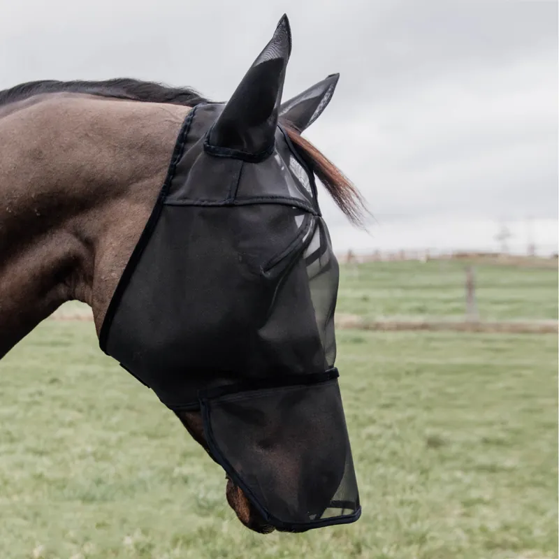 Abverkauf Kentucky Horsewear Fly Mask Classic with Ears and Nose - black, Full