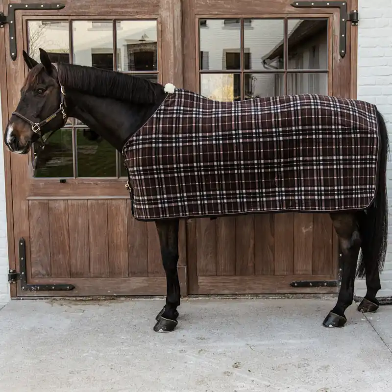 Ausverkauf Kentucky Horsewear Abschwitzdecke Fleece Heavy - Check Printing Brown, 155