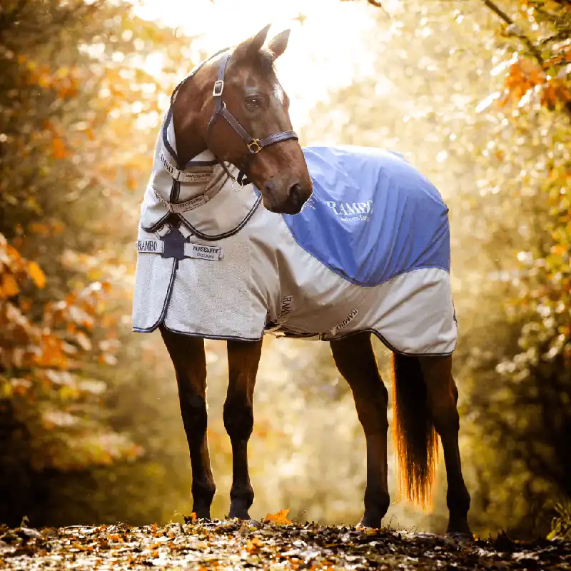 Top-Seller Horseware Rambo Autumn Series V3 0g + 100g Liner - Navy/Grey, 115