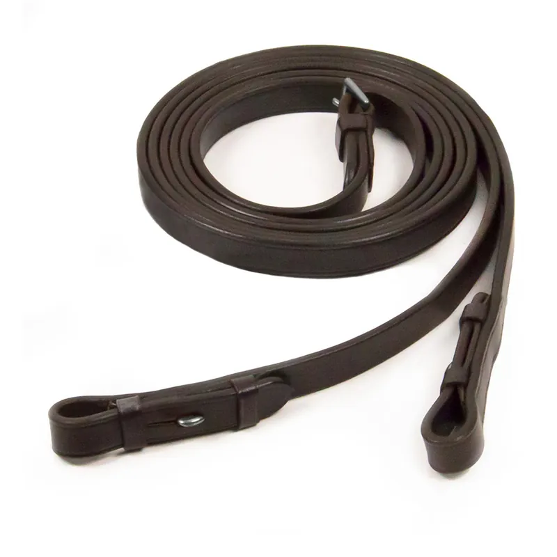 Markenware Lederzügel schmal in dark brown\\/silver